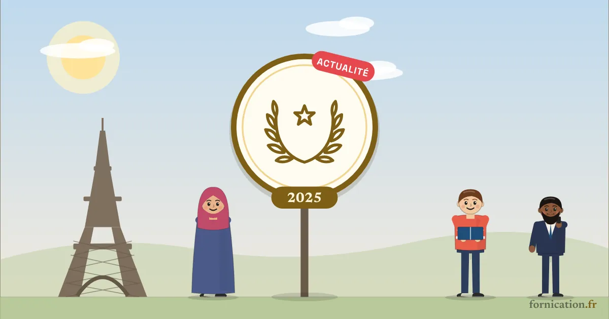 Couverture illustrée : une couronne de laurier sur une carte (France), 2025