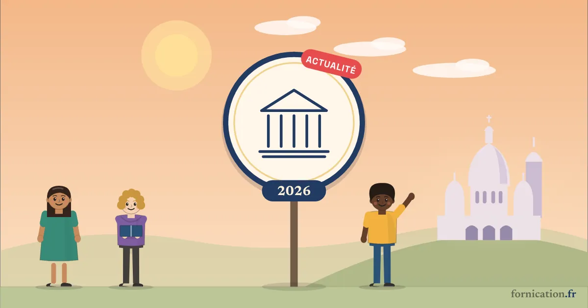 Couverture illustrée : un palais de justice sur une carte (France), 2026