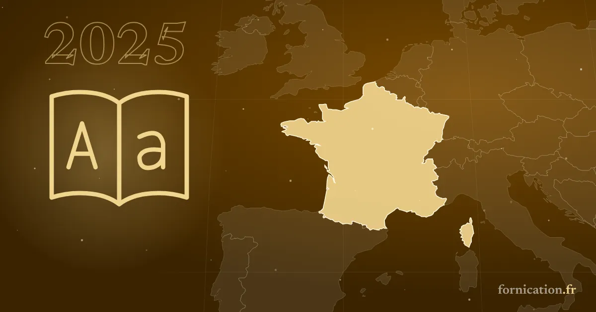 Couverture illustrée : un dictionnaire sur une carte (France), 2025